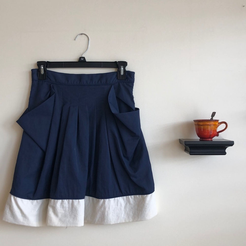 High Waisted Color Block Skirt with Pockets